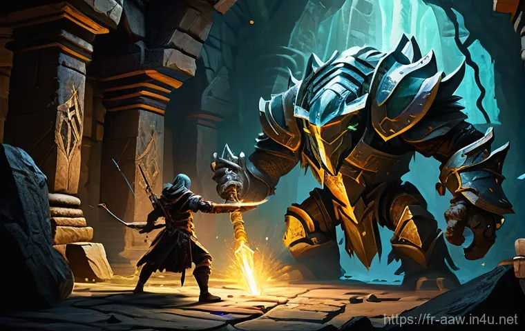 아키에이지 PvE 상위 보상 콘텐츠 - Prompt 1: Epic Dungeon Confrontation**