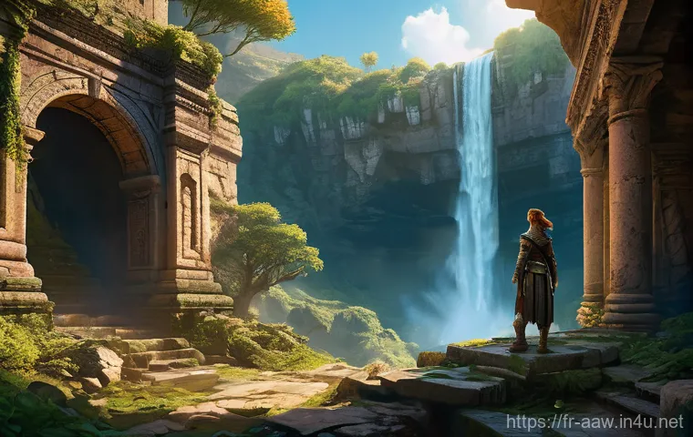 아키에이지 업적 시스템 - **"High-flying Explorer's Revelation in Erenor"**: A seasoned female adventurer, dressed in practica...