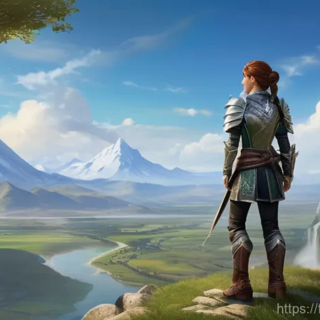 아키에이지 신규 유저 추천 콘텐츠 - **Prompt:** "A determined Nuian female adventurer, rendered in a detailed, realistic fantasy art sty...