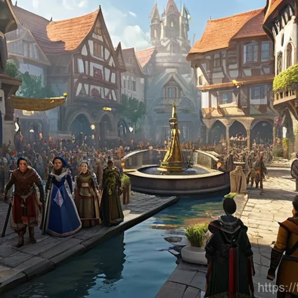 아키에이지 상위 콘텐츠 공략 추천 - **Prompt 1: Célestia's New Dawn Gathering**
    "An epic fantasy scene depicting a diverse gathering...