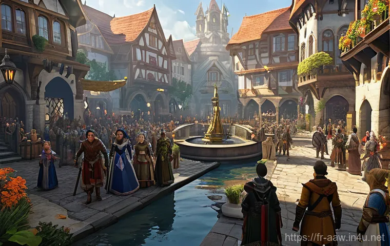 아키에이지 상위 콘텐츠 공략 추천 - **Prompt 1: Célestia's New Dawn Gathering**
    "An epic fantasy scene depicting a diverse gathering...