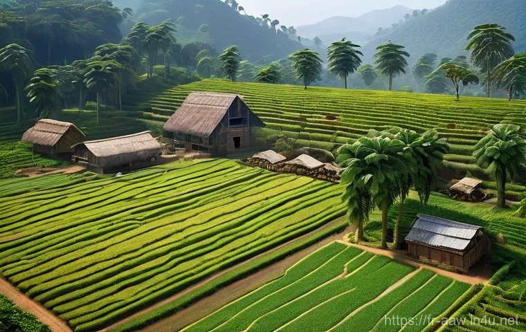 아키에이지 농업 콘텐츠 추천 - **Vibrant Multi-Climate Private Farm**: An aerial view of a meticulously organized ArcheAge private ...