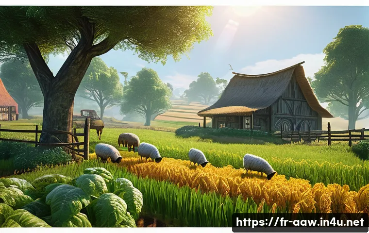 아키에이지 농업 전문 노하우 - **ArcheAge Farmstead Morning**
A vibrant, wide-angle illustration of a tranquil ArcheAge private...