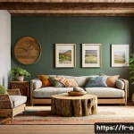 아키에이지 하우징 꾸미기 가이드 - A cozy rustic living room interior featuring warm wooden furniture combined with stone accent walls,...