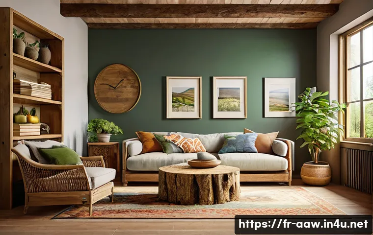 아키에이지 하우징 꾸미기 가이드 - A cozy rustic living room interior featuring warm wooden furniture combined with stone accent walls,...