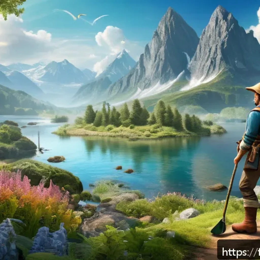 아키에이지 생활 콘텐츠 메타 - A vibrant fantasy game scene showcasing a skilled character specializing in life professions, standi...