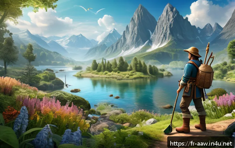 아키에이지 생활 콘텐츠 메타 - A vibrant fantasy game scene showcasing a skilled character specializing in life professions, standi...