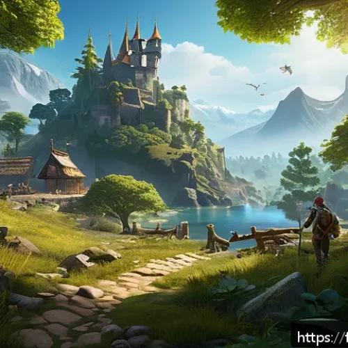 아키에이지 신규 콘텐츠 분석 - A richly detailed fantasy game scene showcasing a diverse skill tree interface overlaying a vibrant ...